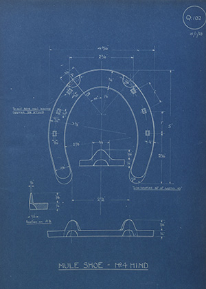 Superintendent India Stores Mule Shoe - No4 Hind WH Tildesley Forging Technical Drawing