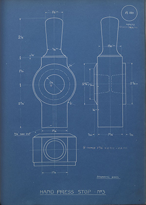 Sweeney & Blocksidge Hand Press Stop - No3 WH Tildesley Forging Technical Drawing