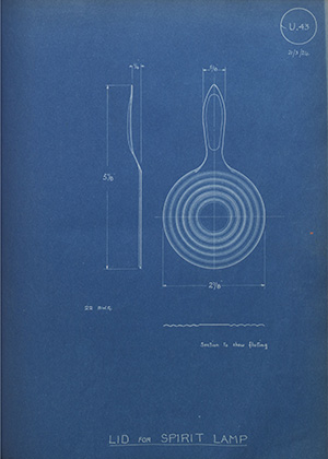 Sydenham & McOustra Ltd Lid for Spirit Lamp WH Tildesley Forging Technical Drawing