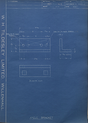 T Gameson & Son LTD 3873/3 & 3 Angle Bracket WH Tildesley Forging Technical Drawing