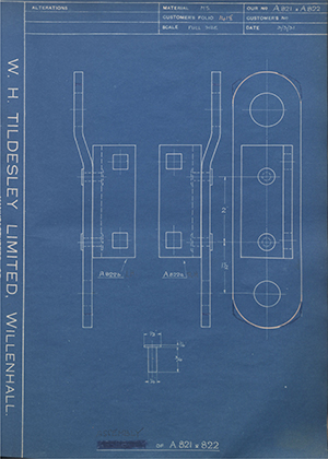 T Gameson & Son LTD - Assembly of A821 & A822 WH Tildesley Forging Technical Drawing