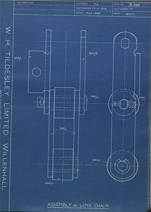 T Gameson & Son LTD  Assembly of Link Chain WH Tildesley Forging Technical Drawing