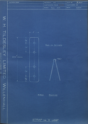 T Marshall LTD  Strap for D loop WH Tildesley Forging Technical Drawing