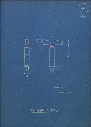 The Audley Engineering Co Ltd Thumb Screw WH Tildesley Forging Technical Drawing