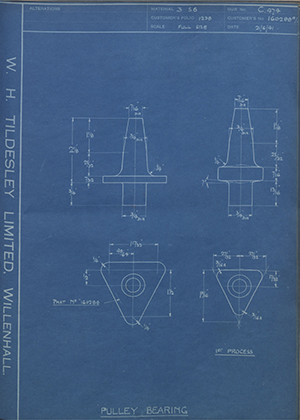 The Bristol Aeroplane Company LTD 160288 A&B Pulley Bearing WH Tildesley Forging Technical Drawing