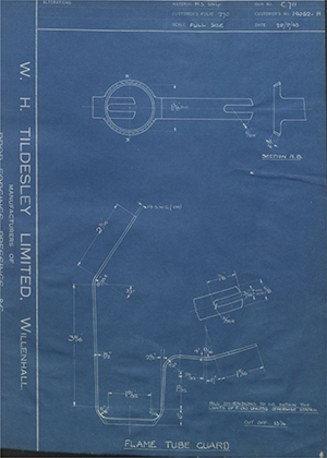 The British Tool & Engineering Co 14062-H Flame Tube Guard WH Tildesley Forging Technical Drawing