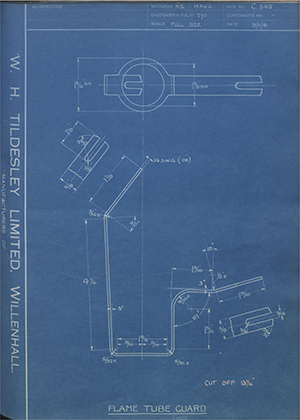 The British Tool & Engineering Co  Frame Tube Guard WH Tildesley Forging Technical Drawing