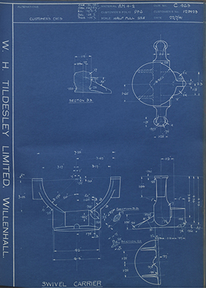 The Daimler Company LTD 129123 Swivel Carrier WH Tildesley Forging Technical Drawing