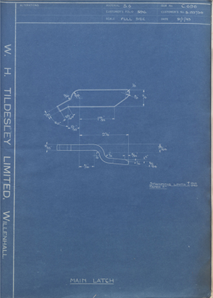 The Daimler Company LTD S153734 Main Latch WH Tildesley Forging Technical Drawing