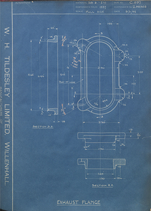 The DeHavilland Aircraft Co LTD Z981358 Exhaust Flange WH Tildesley Forging Technical Drawing