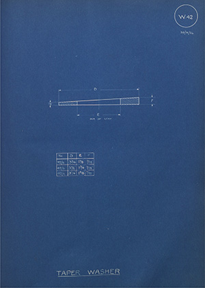 The Fairfield Shipbuilding Engineering Company Ltd Taper Washer WH Tildesley Forging Technical Drawing