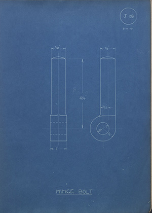 The Glasgow Engineering Supplies Co Ltd Hinge Bolt WH Tildesley Forging Technical Drawing