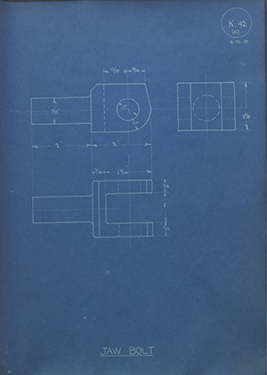 The Glasgow Engineering Supplies Co Ltd Jaw Bolt WH Tildesley Forging Technical Drawing