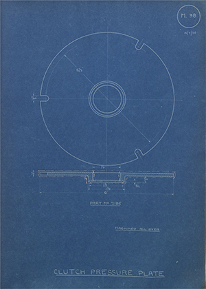 The Gloucestershire Aircraft Co LTD 2185 Clutch Pressure Plate WH Tildesley Forging Technical Drawing