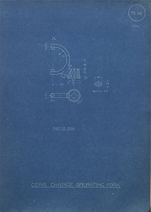 The Gloucestershire Aircraft Co LTD 2210 Gear Change Operating Fork WH Tildesley Forging Technical Drawing