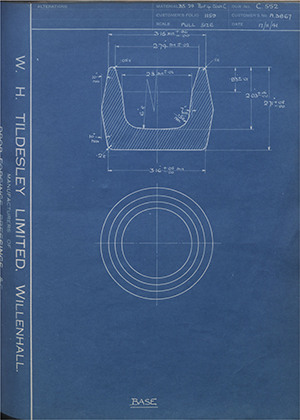 The Hercules Cycle & Motor Co LTD A3867 Base WH Tildesley Forging Technical Drawing