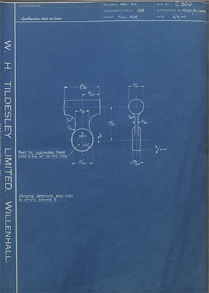 The Hughes Johnson Stampings Co LTD A264/BK908  WH Tildesley Forging Technical Drawing