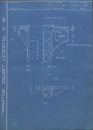 The Hughes Johnson Stampings Co LTD A701  WH Tildesley Forging Technical Drawing