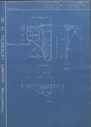 The Hughes Johnson Stampings Co LTD A702  WH Tildesley Forging Technical Drawing