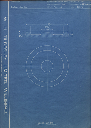 The Hughes Johnson Stampings Co LTD GS/1348-1Z Spur Wheel WH Tildesley Forging Technical Drawing