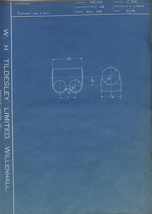 The Hughes Johnson Stampings Co LTD L2944  WH Tildesley Forging Technical Drawing