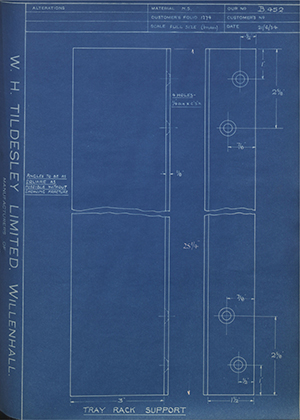 The M.G Car Company  Tray Rack Support WH Tildesley Forging Technical Drawing