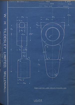 The Maudslay Motor Company LTD 9742 Lever WH Tildesley Forging Technical Drawing