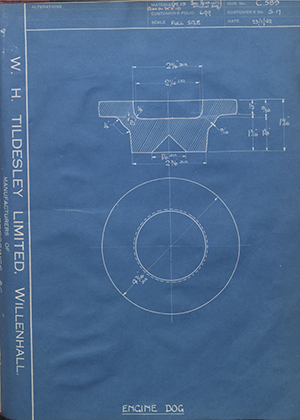 The Maudslay Motor Company LTD S17 Engine Dog WH Tildesley Forging Technical Drawing