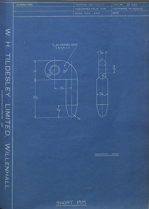 The Parsons Chain Co LTD 38/5700/2 Short Pin WH Tildesley Forging Technical Drawing