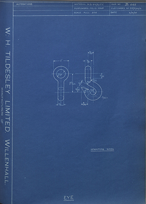 The Parsons Chain Co LTD 39/5700/4 Eye WH Tildesley Forging Technical Drawing