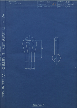 The Parsons Chain Co LTD CIA186/1 Shackle WH Tildesley Forging Technical Drawing
