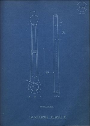 The Payne Light Car Co Ltd 47A Starting Handle WH Tildesley Forging Technical Drawing