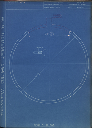 The Skefo Ball Bearing Company LTD D159 Fixing Ring WH Tildesley Forging Technical Drawing