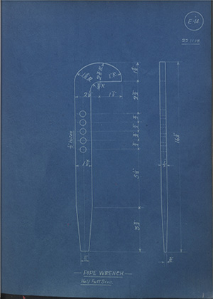 The Staffordshire Edge Tool Co Pipe Wrench WH Tildesley Forging Technical Drawing