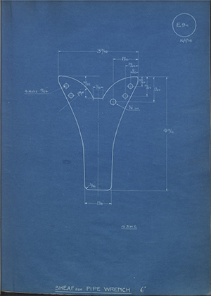 The Staffordshire Edge Tool Co Sheaf for Pipe Wrench WH Tildesley Forging Technical Drawing