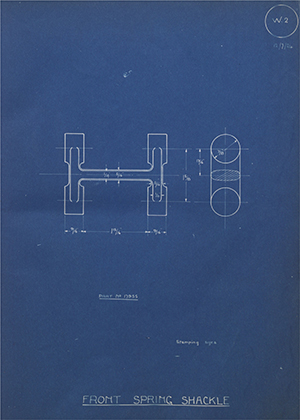 The Standard Motor Company LTD 17955 Front Spring Shackle WH Tildesley Forging Technical Drawing