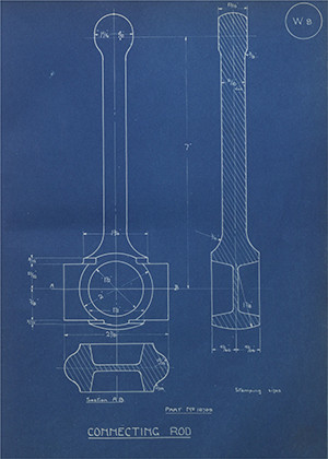 The Standard Motor Company LTD 18709 Connecting Rod WH Tildesley Forging Technical Drawing