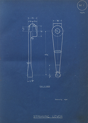 The Standard Motor Company LTD 18753 Striking Lever WH Tildesley Forging Technical Drawing