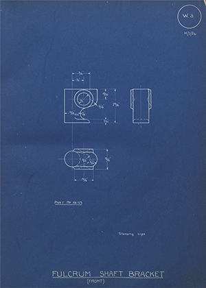 The Standard Motor Company LTD 19123 Fulcrum Shaft Bracket (Front) WH Tildesley Forging Technical Drawing