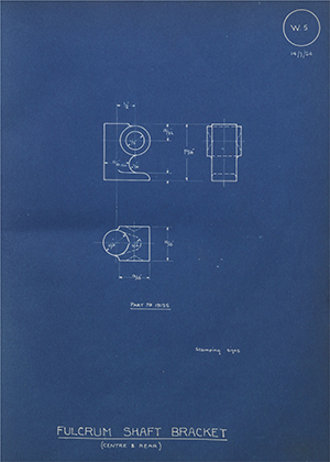 The Standard Motor Company LTD 19125 Fulcrum Shaft Bracket (Centre & Rear) WH Tildesley Forging Technical Drawing