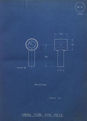 The Standard Motor Company LTD 19305 Cross Tube End Piece WH Tildesley Forging Technical Drawing