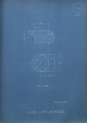 The Standard Motor Company LTD 9825 Head Lamp Bracket WH Tildesley Forging Technical Drawing