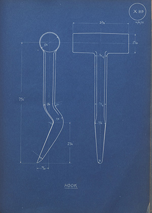 The Valor Company Ltd Hook WH Tildesley Forging Technical Drawing