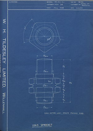 The Vaughan Crane Company 36003134 Load Sprocket WH Tildesley Forging Technical Drawing