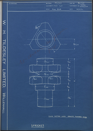 The Vaughan Crane Company 65104004 Sprocket WH Tildesley Forging Technical Drawing