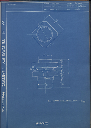 The Vaughan Crane Company 65105004 Sprocket WH Tildesley Forging Technical Drawing