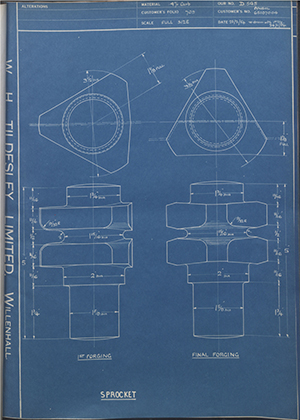 The Vaughan Crane Company 65107004 Sprocket WH Tildesley Forging Technical Drawing