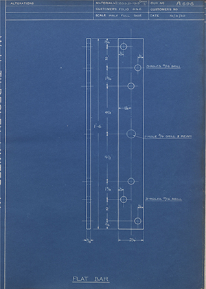 Thomas Holcroft & Sons  Flat Bar WH Tildesley Forging Technical Drawing