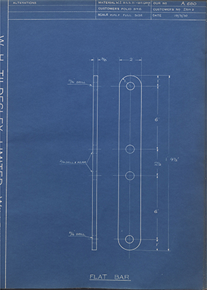 Thomas Holcroft & Sons Item 2 Flat Bar WH Tildesley Forging Technical Drawing