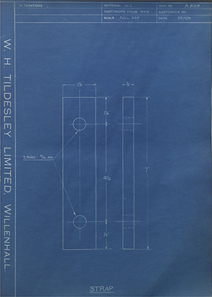 Thomas Holcroft & Sons  Strap WH Tildesley Forging Technical Drawing